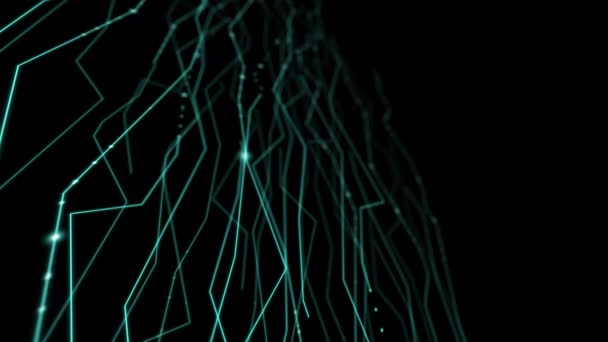 Abstrakt partikel linje belysning ramstruktur mönster wireframe polygon futuristisk bokeh, digital datateknik koncept design på svart bakgrund animation 4K med kopierings utrymme — Stockvideo