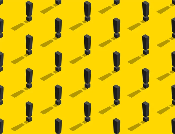 Θαυμαστικό σύμβολο 3D ισομετρική απρόσκοπτη μοτίβο, προειδοποιητική αφίσα concept και banner κάθετη σχεδίαση εικόνα απομονωθεί σε κίτρινο φόντο με χώρο αντιγραφής, διάνυσμα EPS 10 — Διανυσματικό Αρχείο
