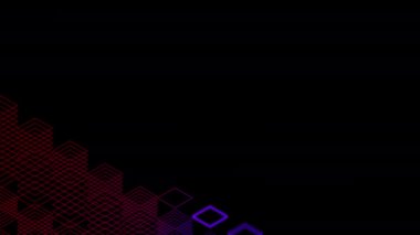 Soyut çizgi 3d sanal izometrik kare aydınlatma hareketli, Blockchain teknoloji ağ dijital veri aktarım konsept tasarımı, siyah arka plan animasyon 4k parlayan