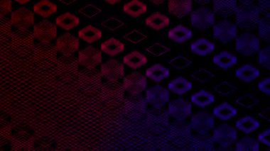 Soyut çizgi 3d sanal izometrik kare aydınlatma hareketli, Blockchain teknoloji ağı dijital veri aktarımı, siyah arka plan üzerinde parlayan kesintisiz döngü animasyon 4k mat alfa kanal ile