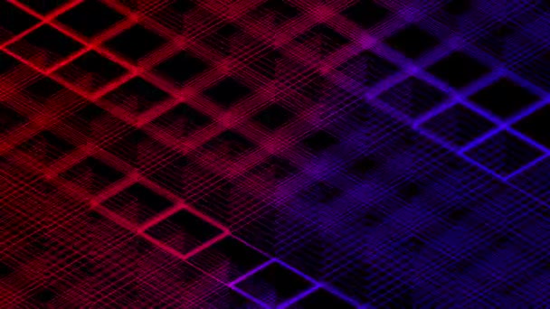 Éclairage carré isométrique virtuel 3D de ligne abstraite en mouvement, conception de concept de transfert de données numériques de réseau de technologie Blockchain, rayonnant sur l'animation de fond noir 4K 