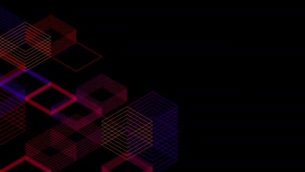 Abstrakte Linie Virtuelle Isometrische Quadratische Beleuchtung Bewegt Blockchain Technologie Netzwerk — Stockvideo