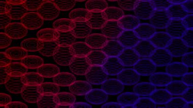 Soyut çizgi 3d sanal izometrik küre aydınlatma hareketli, Teknoloji ağı dijital veri aktarım konsept tasarımı, siyah arka plan animasyon 4k parlayan