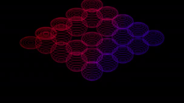 抽象的なライン3D仮想同体球照明移動 技術ネットワークデジタルデータ転送コンセプトデザイン 黒の背景アニメーション4Kに輝く — ストック動画