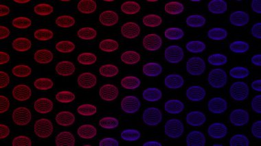 Soyut çizgi 3d sanal izometrik küre aydınlatma hareketli, Teknoloji ağı dijital veri aktarım konsept tasarımı, siyah arka plan animasyon 4k parlayan