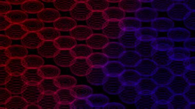 Soyut çizgi 3d sanal izometrik küre aydınlatma hareketli, Teknoloji ağı dijital veri aktarım konsept tasarımı, siyah arka plan animasyon 4k parlayan