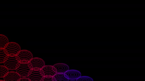 Ligne abstraite 3D éclairage de sphère isométrique virtuelle en mouvement, Conception de concept de transfert de données numériques de réseau de technologie, rayonnant sur l'animation de fond noir 4K 