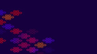 Çin desen soyut çizgi 3d sanal izometrik aydınlatma hareketli, Vintage karışımı modern teknoloji konsept tasarımı, mat alfa kanal ile koyu mavi arka plan animasyon 4k parlayan