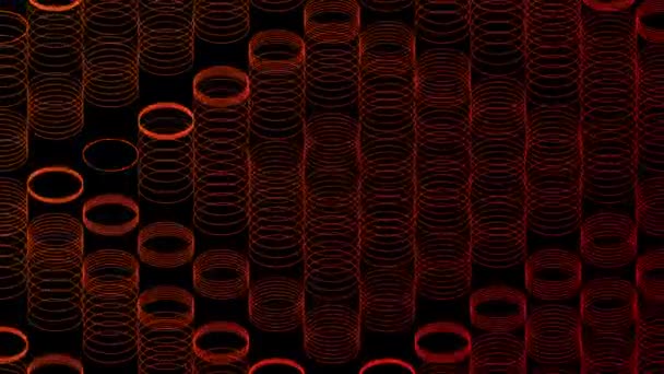 抽象的なライン3D仮想アイソメ円照明移動 技術ネットワークデジタルデータ転送コンセプトデザイン 黒の背景アニメーション4Kに輝く — ストック動画