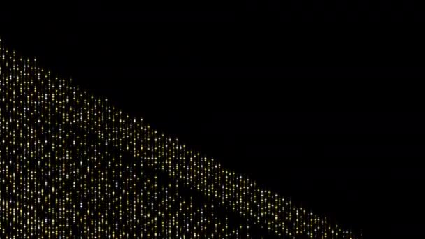 抽象的な粒子3D仮想アイソメ正方形照明移動 技術ネットワークデジタルデータ転送コンセプト マットアルファチャンネルで黒い背景シームレスループアニメーション4Kに輝く — ストック動画