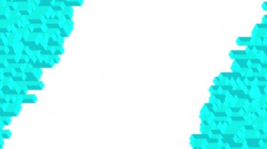 Küp kutu kare çubuk 3d sanal izometrik shuffle dalga deseni, Blockchain teknolojisi konsept tasarım illüstrasyon beyaz arka plan dikişsiz döngü animasyon 4k, kopyalama alanı ile mavi renk 