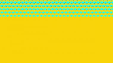 Küp kutusu 3d sanal izometrik dalga ve altıgen desen, Blockchain teknoloji konsept tasarım illüstrasyon sarı arka plan animasyon 4k mavi renk, kopyalama alanı ile 