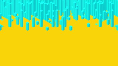 Küp kutu kare çubuk 3d sanal izometrik shuffle dalga deseni, Blockchain teknolojisi konsept tasarım illüstrasyon sarı arka plan animasyon 4k mavi renk, kopya alanı ile 