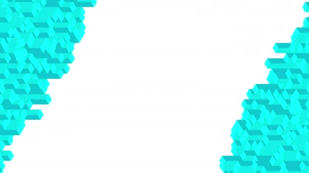 立方体框方形条 虚拟等轴测洗牌波模式 区块链技术概念设计插图蓝色在白色背景上无缝循环动画 具有复制空间 — 图库视频影像