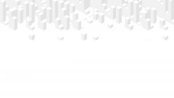 キューブボックス正方形バー3D仮想アイソメシャッフルウェーブパターン ブロックチェーン技術コンセプトデザインイラストは 白の背景アニメーション4K上の灰色の色 コピースペース付き — ストック動画