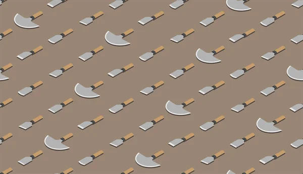 Ιαπωνικά δερμάτινα μαχαίρια 3D ισομετρικό χωρίς συγκόλληση μοτίβο, τέχνη στιλέτο αφίσα ιδέα και απεικόνιση σχεδιασμού banner απομονώνεται σε μπεζ φόντο με χώρο αντιγραφής, διάνυσμα EPS 10 — Διανυσματικό Αρχείο