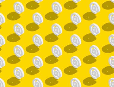 Tabela 3d izometrik dikişsiz desen, Sosyal online Internet bağlantı teknolojisi kavram tasarımı illüstrasyon kopya alanı ile sarı arka plan izole, vektör eps 10