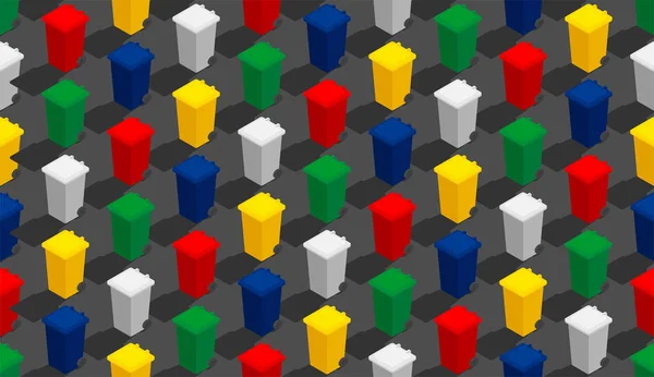 Πλαστικά σκουπίδια 3D ισομετρικό σχήμα χωρίς ραφές, εικόνα περιβάλλον διατήρησης αφίσα και κοινωνική banner post τετράγωνο σχεδίαση απεικόνιση απομονωμένη γκρι φόντο με χώρο αντιγραφής, διάνυσμα EPS 10 — Διανυσματικό Αρχείο