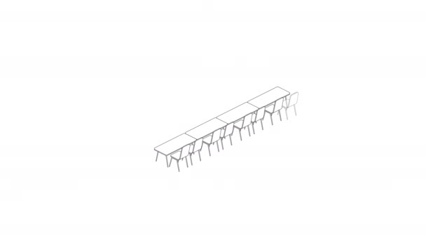 Meeting Room Setup Layout Configuration Conference Boardroom Style 3d Virtual Isometric Concept Design Illustration On White Background Animation 4k Copy Space With Matte Alpha Channel