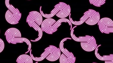 Kalp neon çizgisi ışıklandırması hareket eden pembe renk, teknoloji ağı dijital veri transferi, Sevgililer Günü konsept tasarımı, siyah arkaplan animasyonu 4k fotokopi alanı ile parlayan