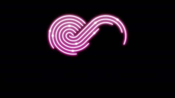 Illuminazione Neon Cuore Modello Movimento Colore Rosa Trasferimento Dati Digitale — Video Stock