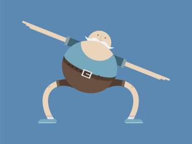 Yaşlı adam yapıyor spor, sabah egzersizleri, vektör görüntü, düz tasarım, çizgi film karakteri