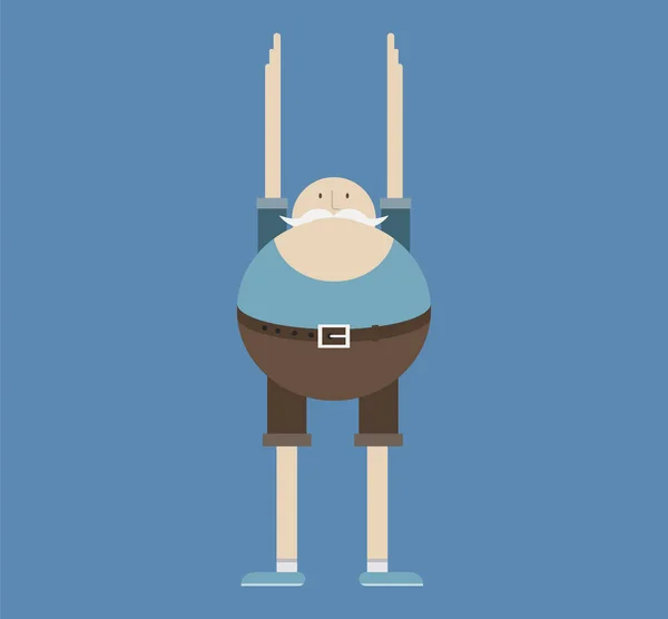 Yaşlı adam yapıyor spor, sabah egzersizleri, vektör görüntü, düz tasarım, çizgi film karakteri