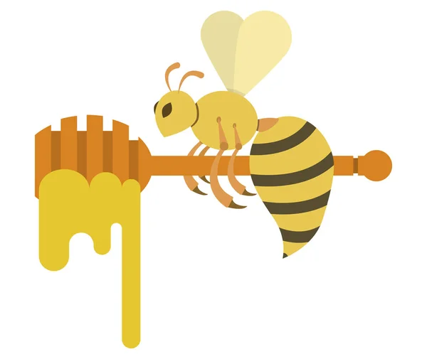 Bal Arıları Tatlı Bal Tatlı Ürün Vektör Görüntü Düz Tasarım — Stok Vektör