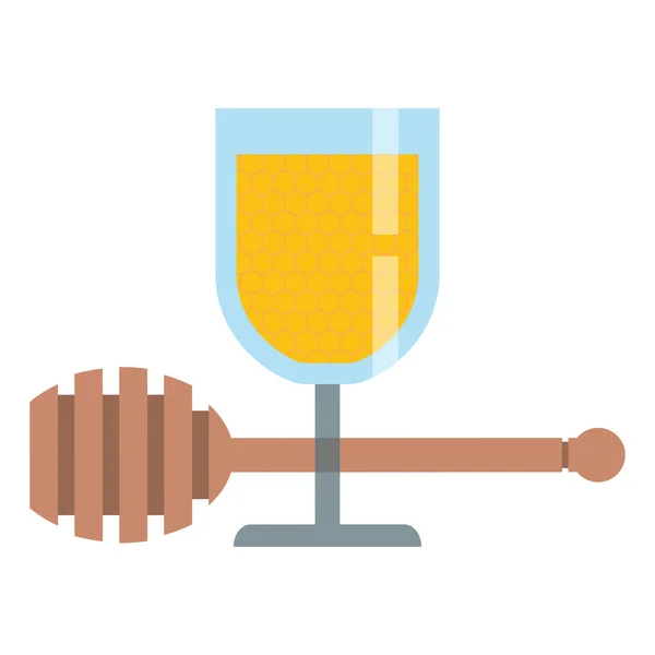 ワイングラス ミードと蜂蜜 ベクトル画像 フラットなデザインから作られた甘いアルコール飲料 — ストックベクタ