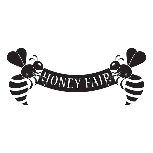 Two Bees Holding Poster Honey Fair Vector Image Flat Design — Stock Vector