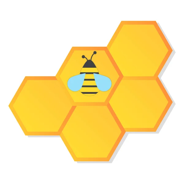 Abeja Contra Fondo Panales Imagen Vectorial Diseño Plano — Vector de stock