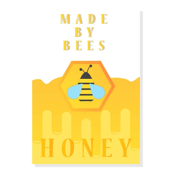 蜂蜜小册子与蜜蜂 广告养蜂产品模板 矢量图像 平面设计 — 图库矢量图片