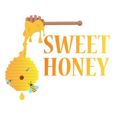 tatlı bal ve arı kovanı, vektör görüntü, düz tasarım