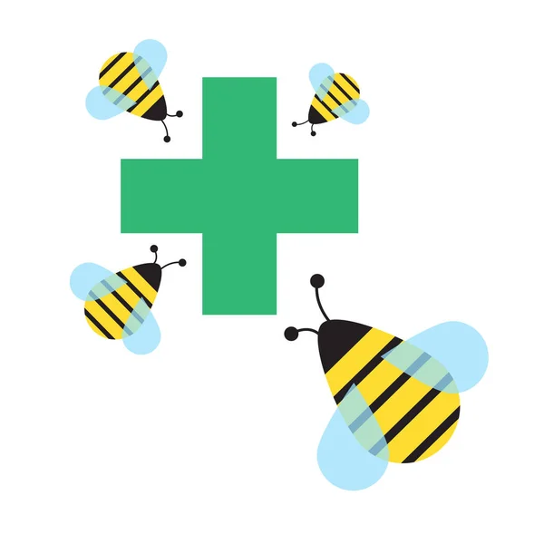 Arı zehri ve tatlım, alternatif tıp ve böcekler, vektör görüntü, düz tasarım avantajı