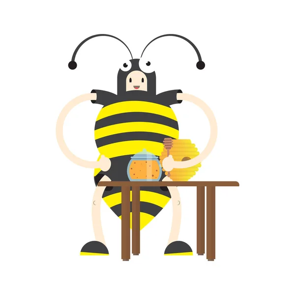 Niño Traje Abeja Imagen Vectorial Diseño Plano Personaje Dibujos Animados — Vector de stock