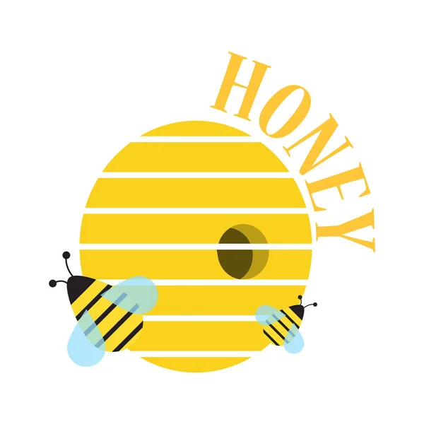 Bee Hive Insects Vector Image Flat Design — Stock Vector