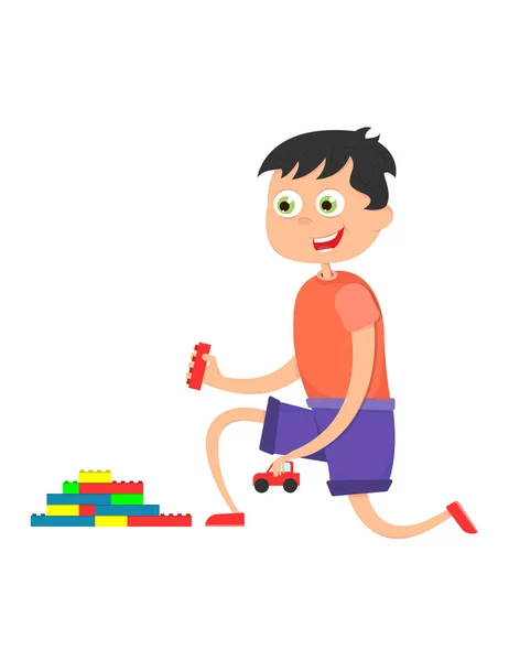 küçük çocuk araba ve Oluşturucu, vektör görüntü, çizgi film karakteri ile oynamak
