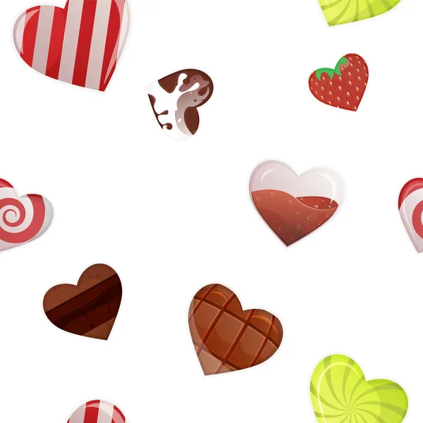 Set Colorful Hearts Icons Edible Sweet Hearts Valentine Day Vector — Stock Vector
