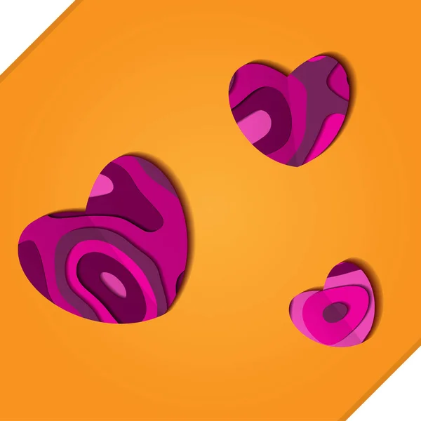 Soyut kağıt pembe arka plan, metin, vektör görüntü ile kağıt kalpler