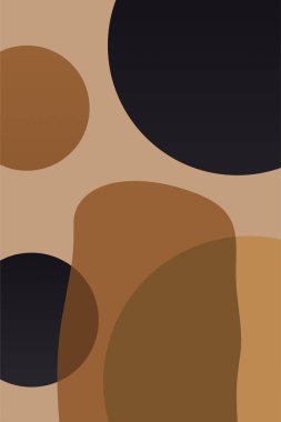 Geometrik şekilleri ve toprak tonlarıyla modern soyut minimalist kompozisyon. Nötr toprak arkaplanlı soyut minimalist geometrik şekiller