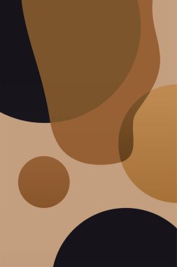 Geometrik şekilleri ve toprak tonlarıyla modern soyut minimalist kompozisyon. Nötr toprak arkaplanlı soyut minimalist geometrik şekiller