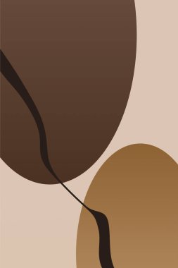 Geometrik şekilleri ve toprak tonlarıyla modern soyut minimalist kompozisyon. Nötr toprak arkaplanlı soyut minimalist geometrik şekiller