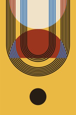 Minimalist Geometrik Retro Soyut Resimler. Soyut Geometrik Retro Minimalist Şekiller Vektör Arkaplanı