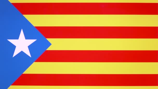 Χέρι Δίνοντας Αντίχειρα Κάτω Την Καταλωνία Σημαία Αποδοκιμασία Χειρονομία Χώρο — Αρχείο Βίντεο