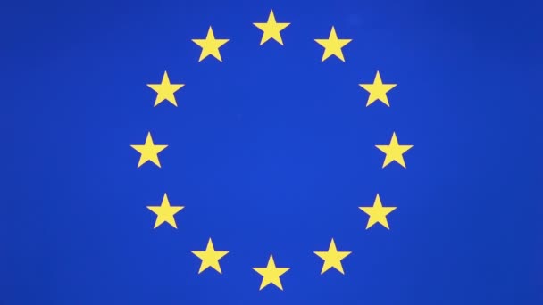 Ruka Ručním Posunem Neschvalováním Vlajky Evropské Unie Prostorem Pro Kopírování — Stock video