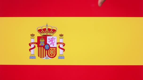 Mano Que Pulgar Hacia Abajo Con Gesto Desaprobación Bandera España — Vídeos de Stock