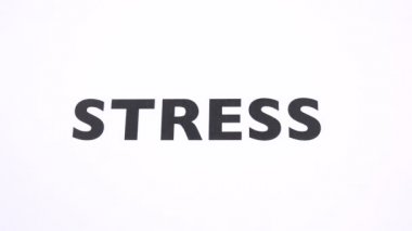 STRESS prohibition symbol, refuse anxiety, worry ban writing with copy space. No under pressure, reject apprehension for problems, tension negative sign with white background. Concept of quiet life