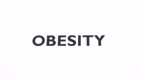 Fettleibigkeit Verbot Symbol Gewicht Verlieren Fett Verbot Schrift Mit Kopierplatz — Stockvideo