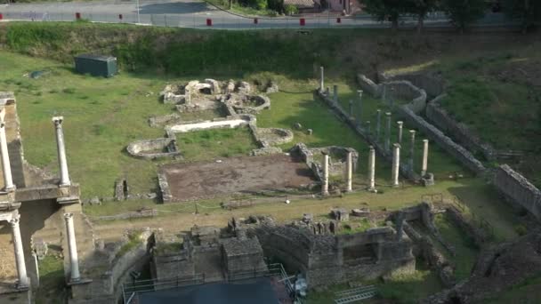 Antico Teatro Romano Sito Archeologico Volterra Toscana Italia Belle Rovine — Video Stock