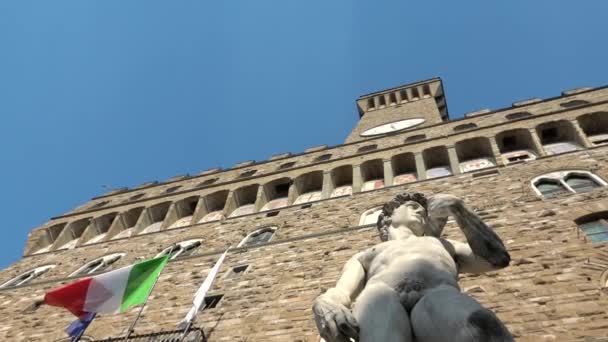 Florence Italy July 2018 Famous David Statue Michelangelo Front Palazzo — Stock Video